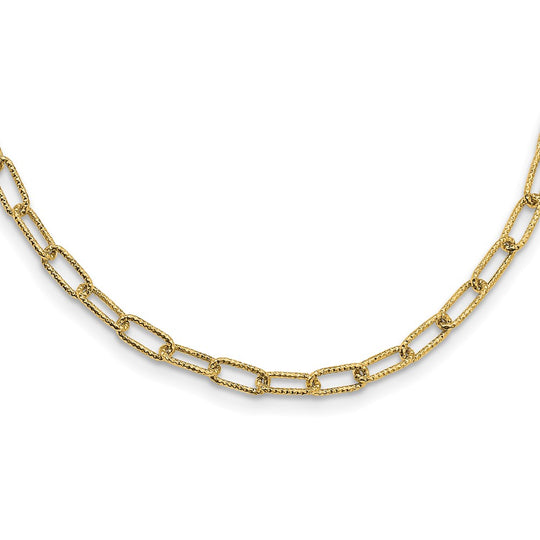 14K Yellow Gold Textured Open Necklace