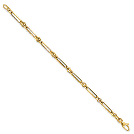 Pulsera de Enlaces de Diseño en Oro de 14k Pulido