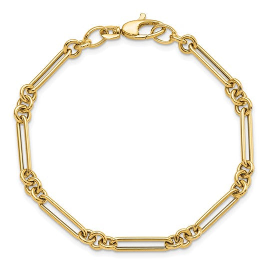 Pulsera de Enlaces de Diseño en Oro de 14k Pulido