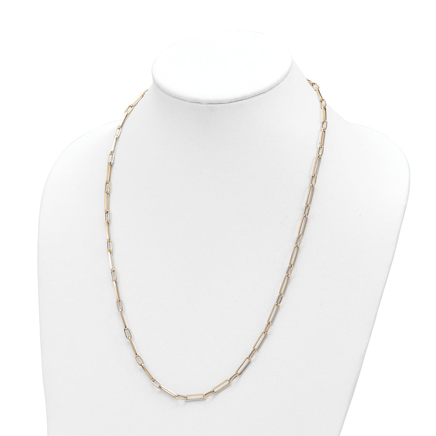 Collar de 14K Oro Amarillo con Eslabones Ovalados de Fantasía Pulidos – 24 Pulgadas