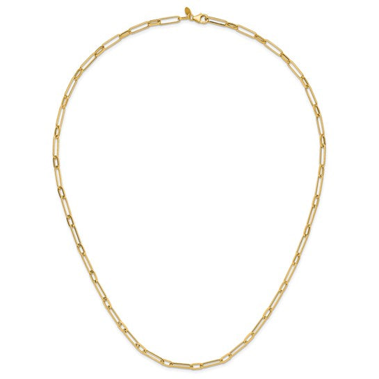 14K Yellow Gold Necklace with Polished Oval Fancy Links – 24 Inches