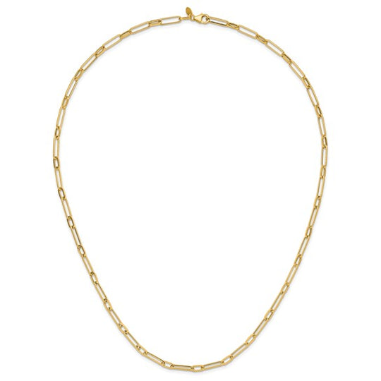14K Yellow Gold Necklace with Polished Oval Fancy Links – 24 Inches