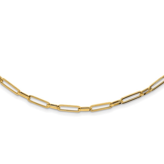 14K Yellow Gold Necklace with Polished Oval Fancy Links – 24 Inches