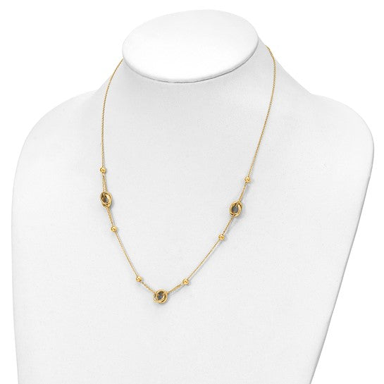 Elegant 14K Beaded and Link Necklace, 1.5 Inch Extension