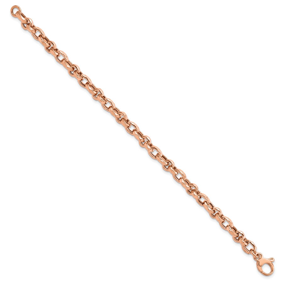 Pulsera de Enlace Elegante de Oro Rosa 14K Pulido
