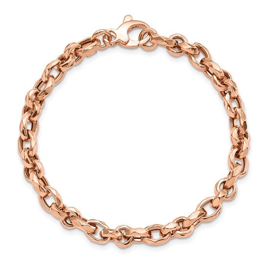 Pulsera de Enlace Elegante de Oro Rosa 14K Pulido