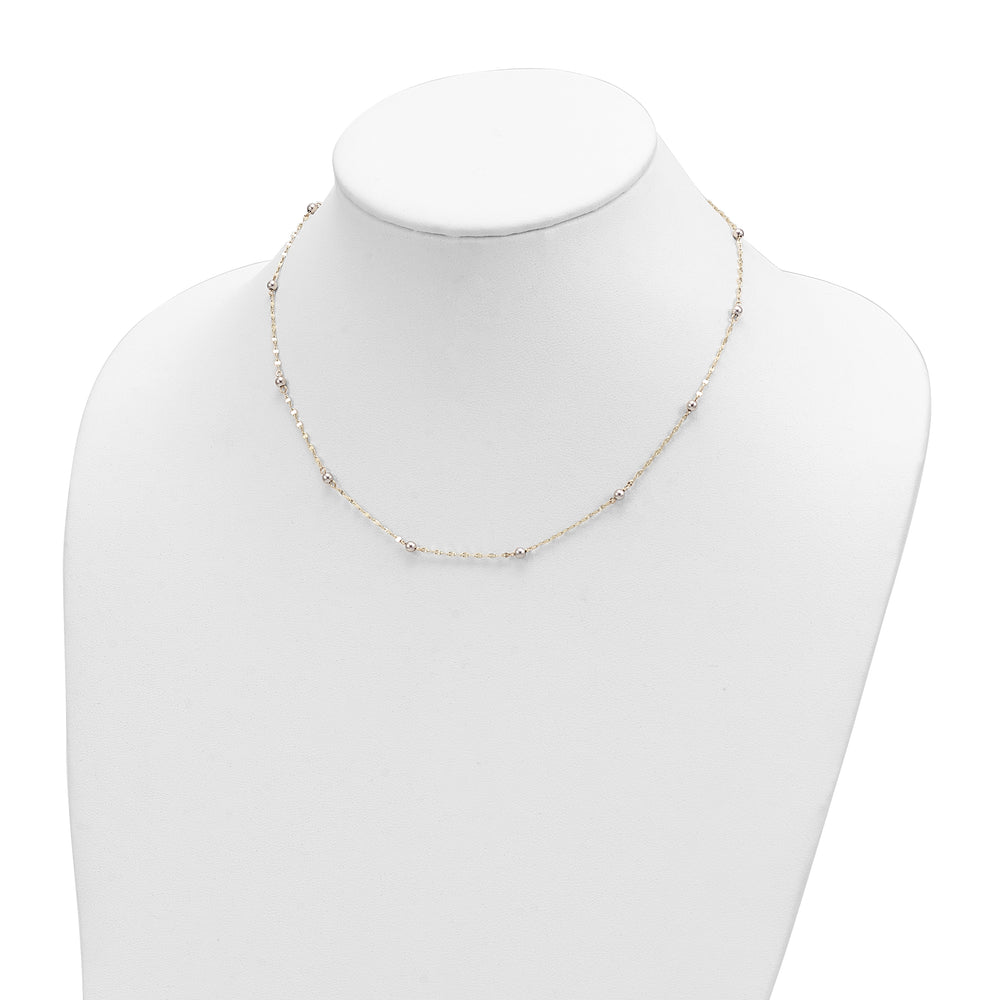 14K Two-Tone Polished Bead Elegant Necklace