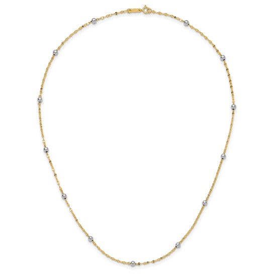 Collar Elegante Bead Pulido Bicolor de 14K