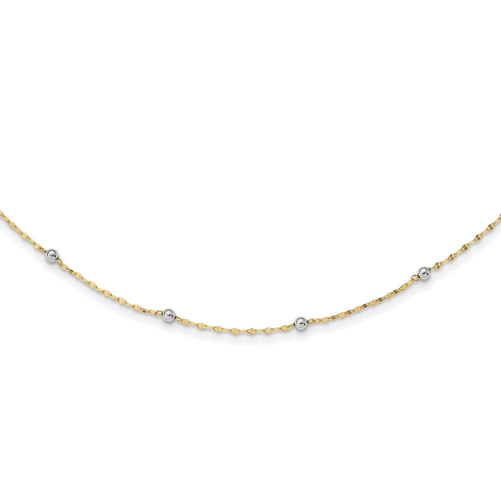 14K Two-Tone Polished Bead Elegant Necklace