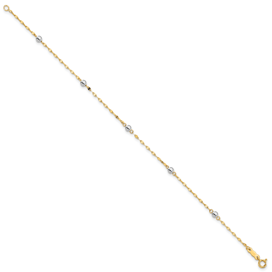 Pulsera de Perlas Pulidas Bicolor de 14K