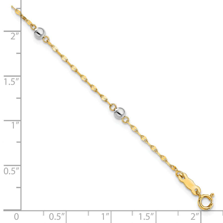 Pulsera de Perlas Pulidas Bicolor de 14K