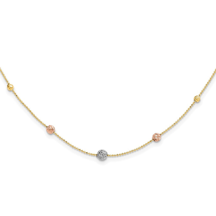 Collar de Cadena con Bolitas 14K Tri-Color Pulido