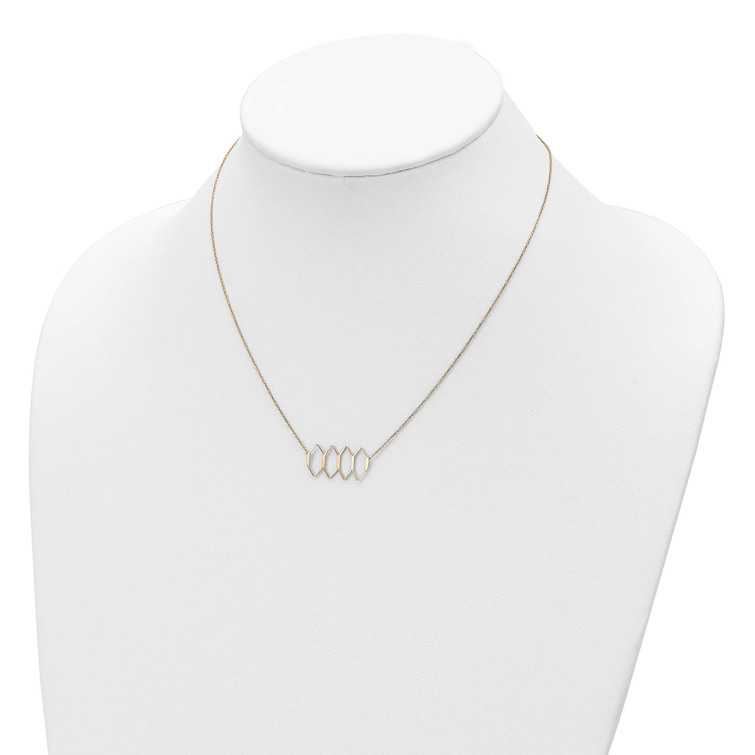 Polished 14K Gold Necklace with Elegant Shapes and 2-Inch Extension