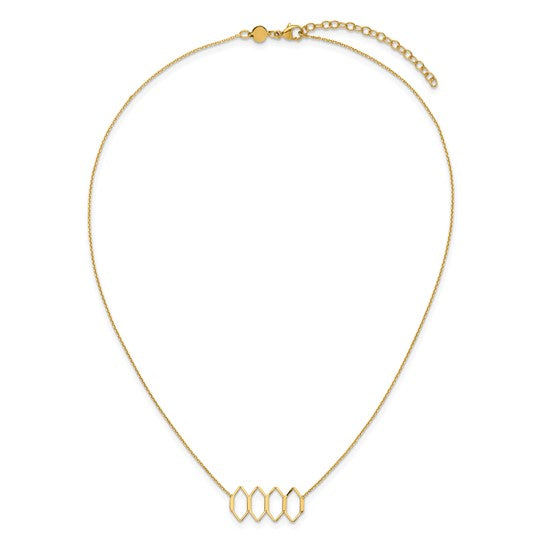 Polished 14K Gold Necklace with Elegant Shapes and 2-Inch Extension