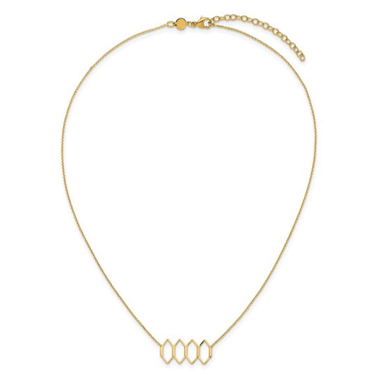 Polished 14K Gold Necklace with Elegant Shapes and 2-Inch Extension
