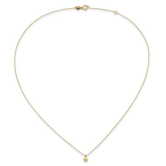 Collar con Corazón Hinchado Pulido en Oro Amarillo de 14K – 16.5 pulgadas
