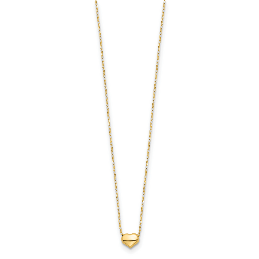 Collar de Corazón Pulido en Oro de 14k de 16.5 pulgadas