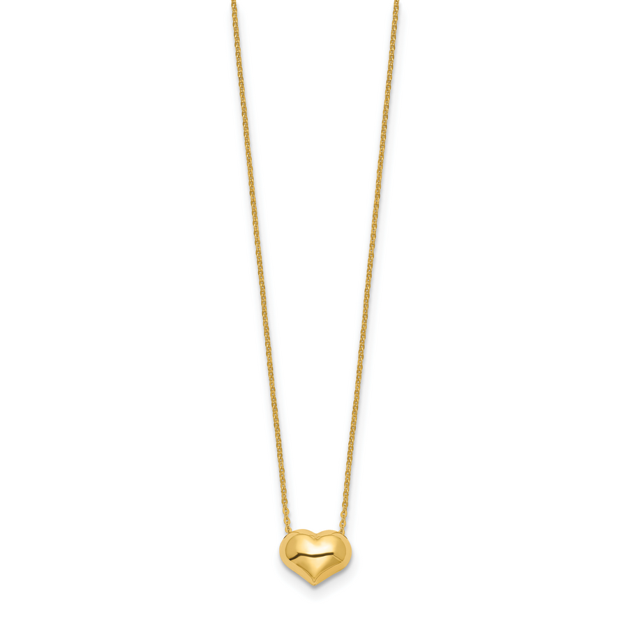 Collar de Corazón Relleno de 14K Pulido de 16.5 pulgadas