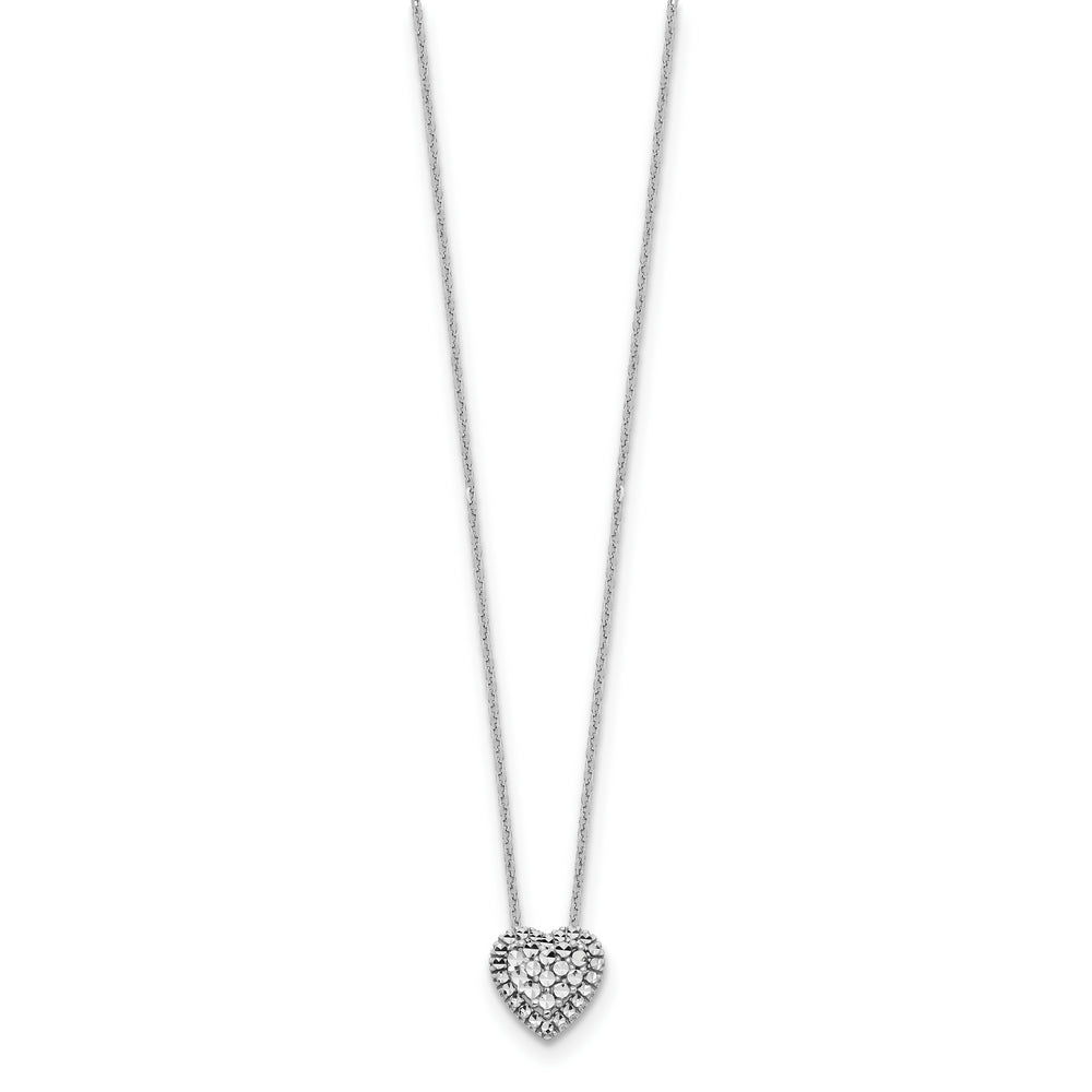 Collar con Colgante de Corazón Cortado con Diamante en Oro Blanco 14K