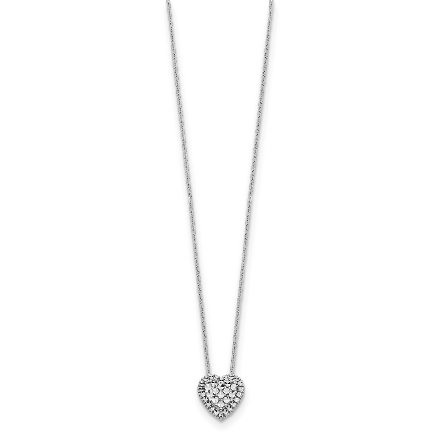 Collar con Colgante de Corazón Cortado con Diamante en Oro Blanco 14K
