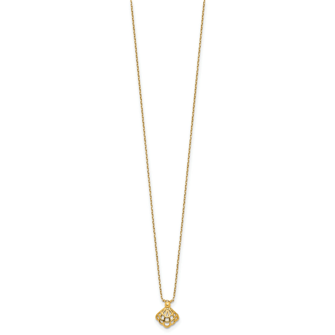 Collar con Concha Pulida en Oro Amarillo 14K con Extensión de 1.25 pulgadas