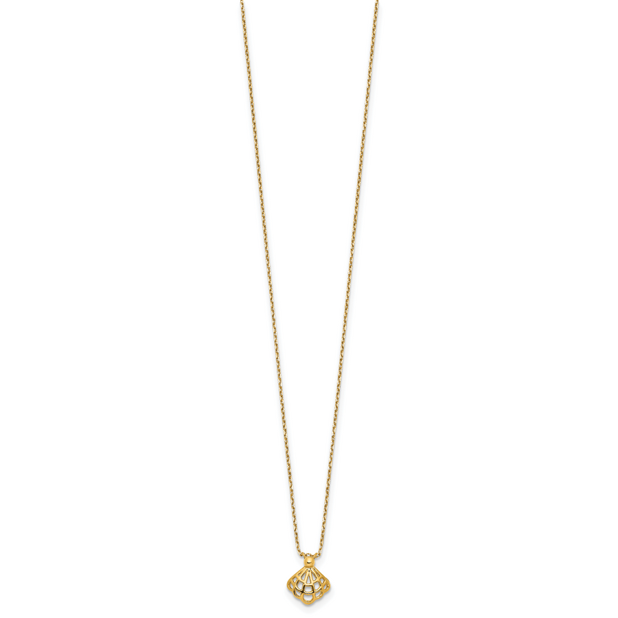 Collar con Concha Pulida en Oro Amarillo 14K con Extensión de 1.25 pulgadas