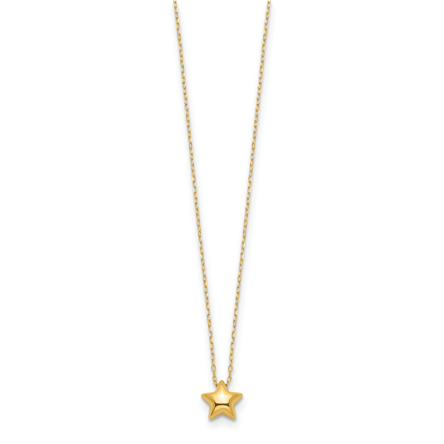 Collar de Estrella Inflada Pulida de 14k - 16.5 pulgadas