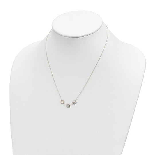 14K Polished D/C Tri-Color 3-Bead Necklace