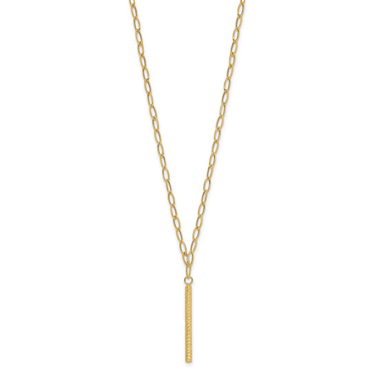 14K Diamond-Cut Polished Oval Link Bar Necklace, 18 inches