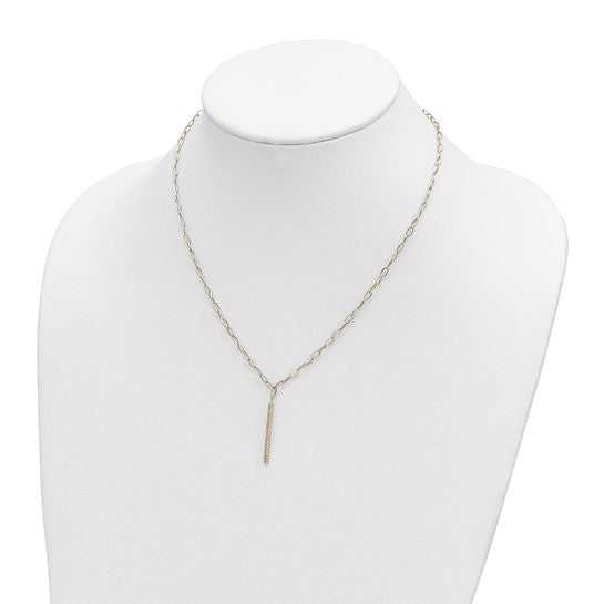 14K Diamond-Cut Polished Oval Link Bar Necklace, 18 inches