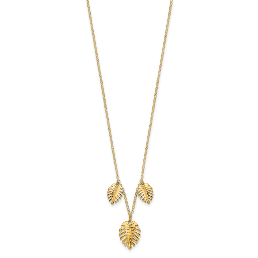 Collar Colgante de Hojas de Palma de 14K