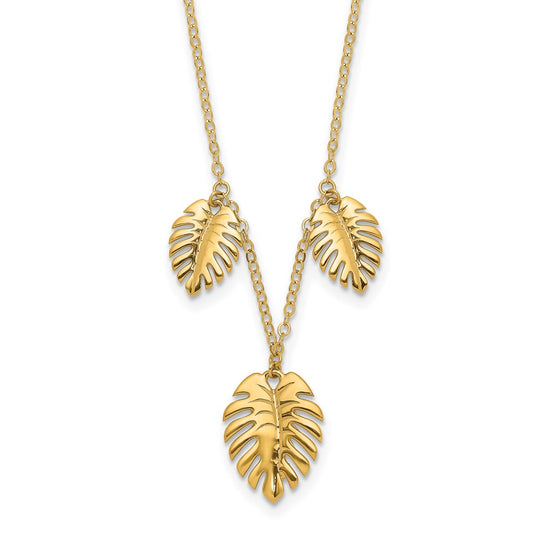 14K Palm Leaf Pendant Necklace