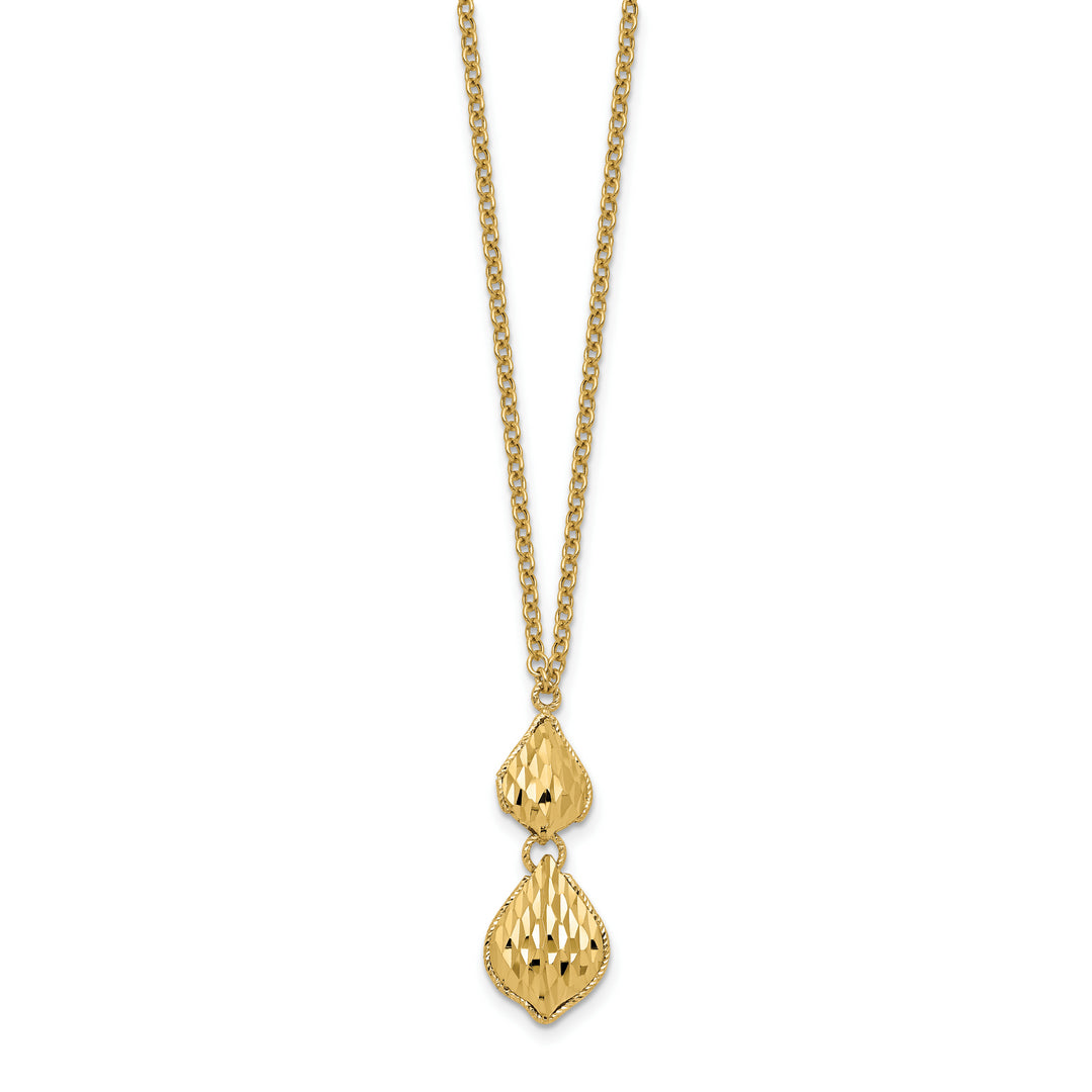 Collar Y de 17 pulgadas con Extensión de 1 pulgada y Corte Diamante en Oro Amarillo de 14k