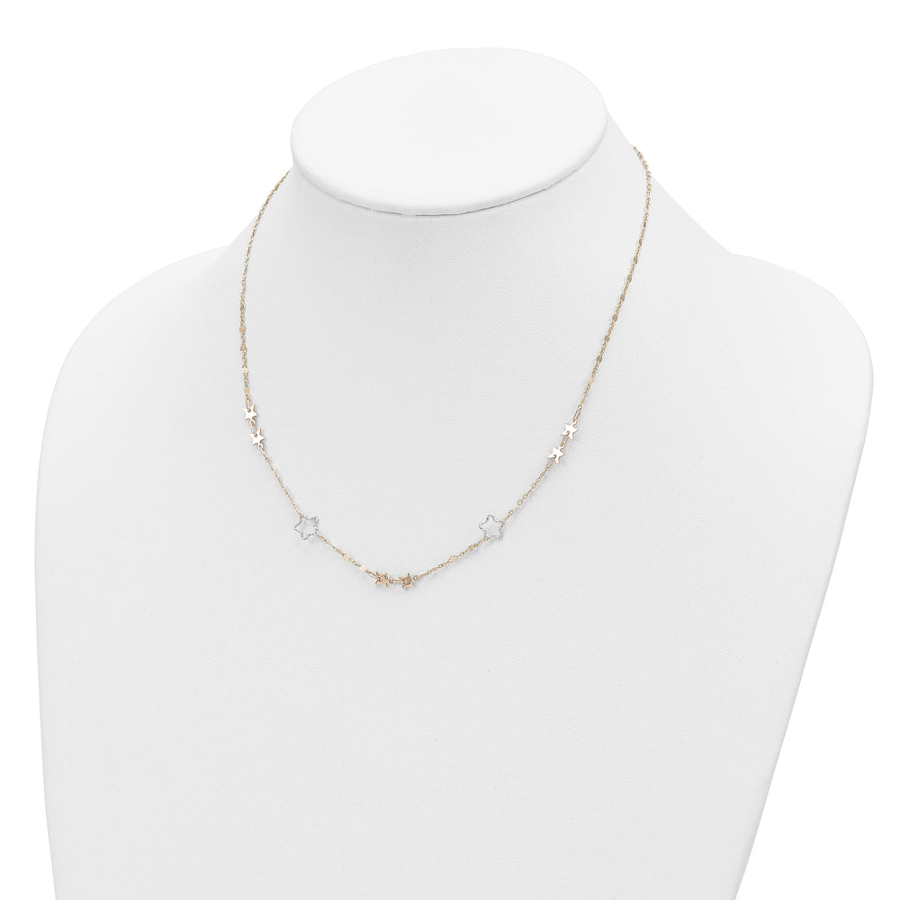 14K Two-Tone Polished Star Necklace