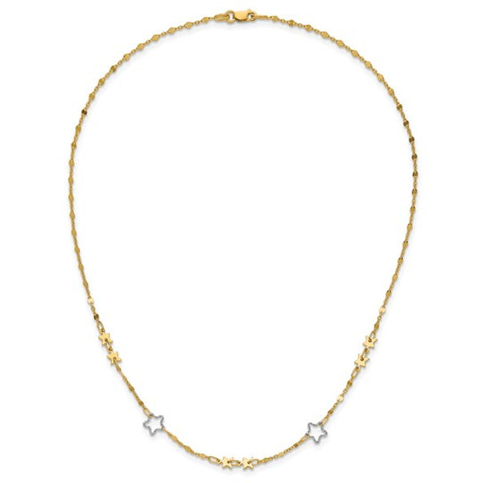 Collar Estrella de 14K Dos Tonos Pulido