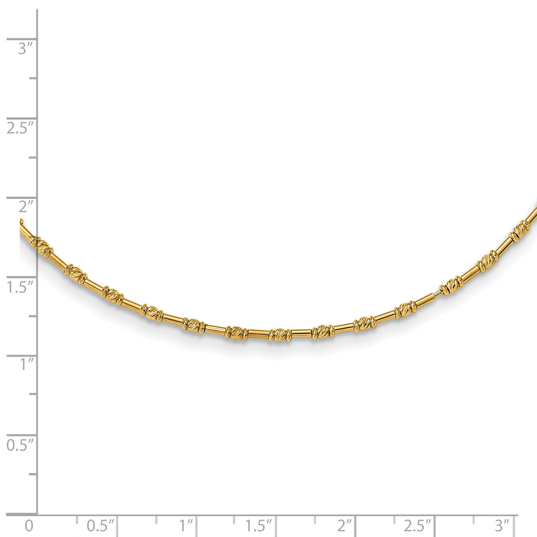 14K Yellow Gold Beaded Necklace with Polished Finish and Diamond-Cut