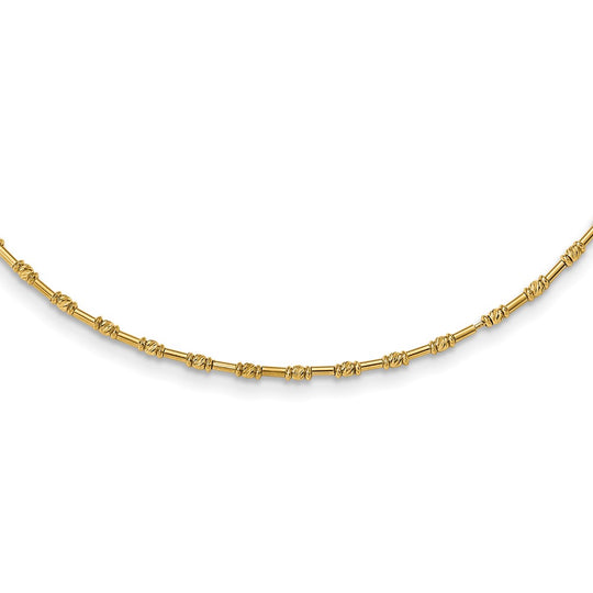 14K Yellow Gold Beaded Necklace with Polished Finish and Diamond-Cut