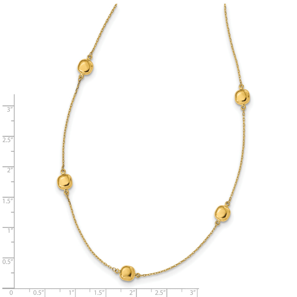 14K Yellow Gold 5-Station Polished Necklace with 2-Inch Extender - 16 Inches