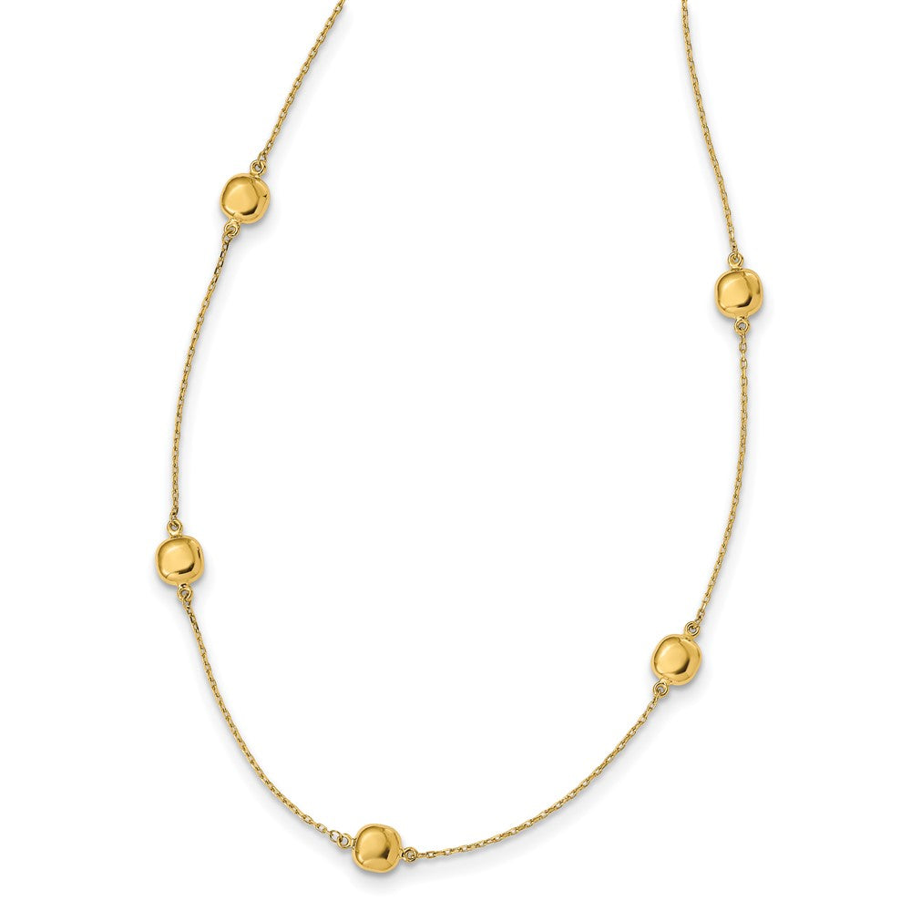 14K Yellow Gold 5-Station Polished Necklace with 2-Inch Extender - 16 Inches