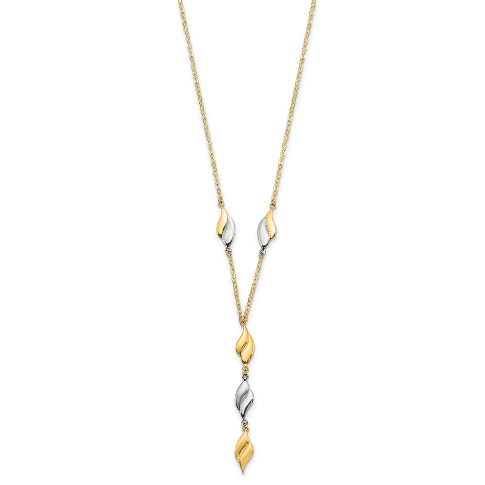 14K Two-tone Y-Drop Necklace with Polished Finish