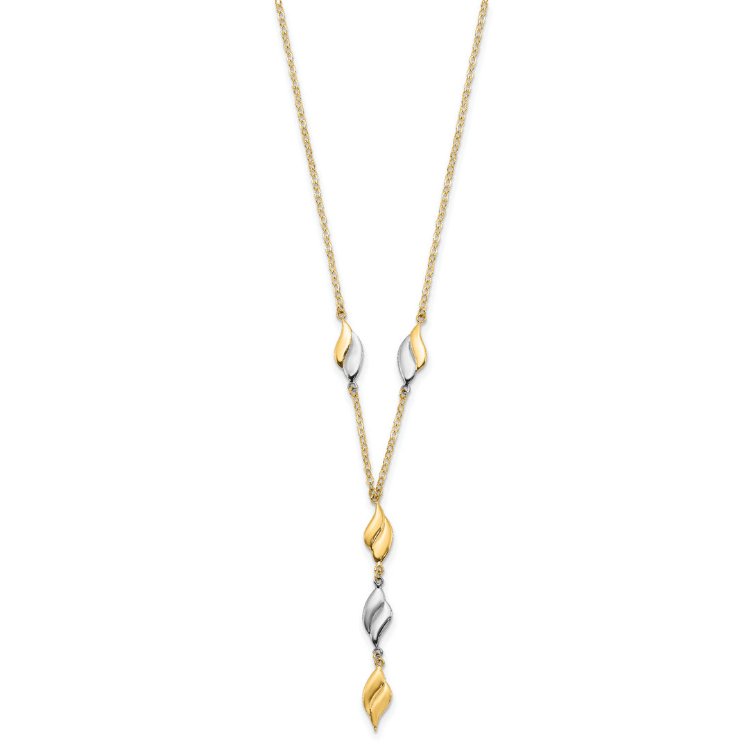14K Two-tone Y-Drop Necklace with Polished Finish