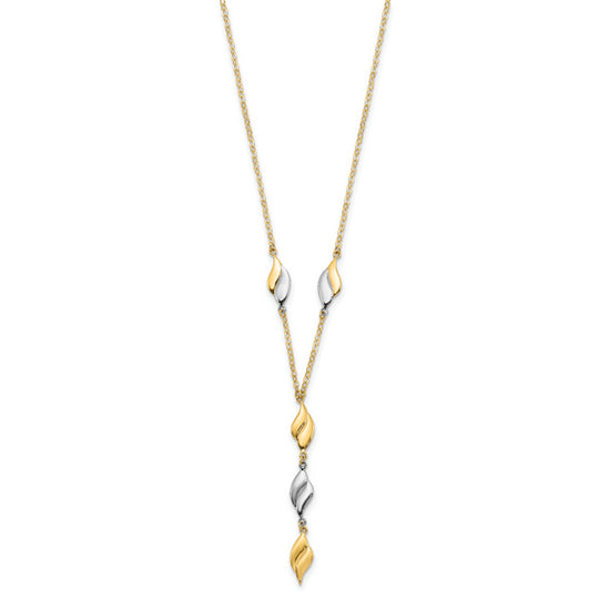 14K Two-tone Y-Drop Necklace with Polished Finish