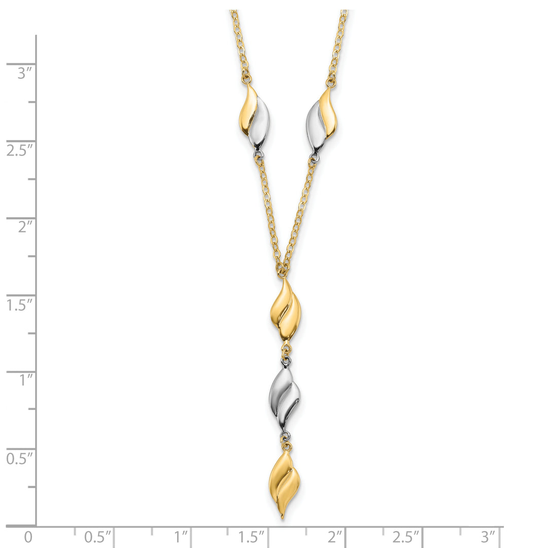 14K Two-tone Y-Drop Necklace with Polished Finish