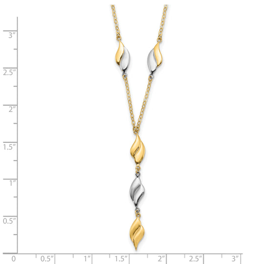 14K Two-tone Y-Drop Necklace with Polished Finish