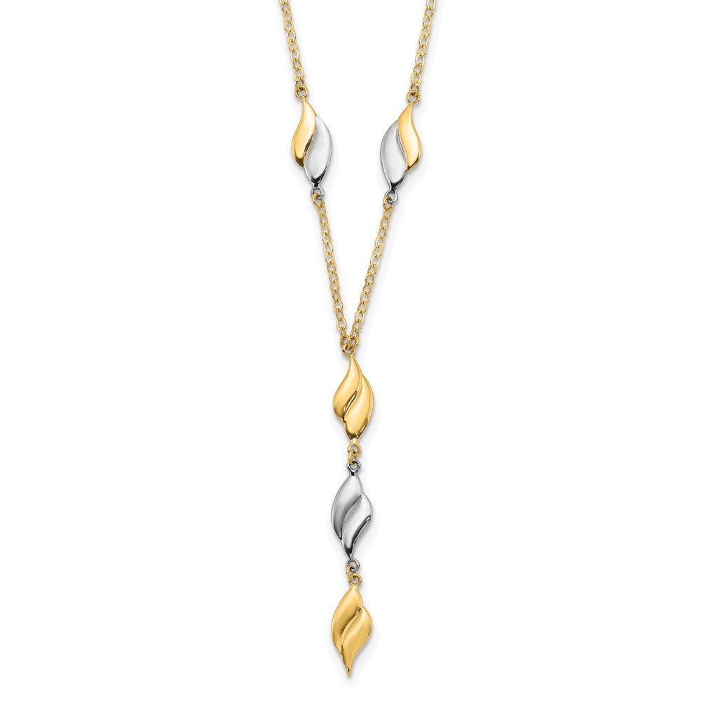 14K Two-tone Y-Drop Necklace with Polished Finish