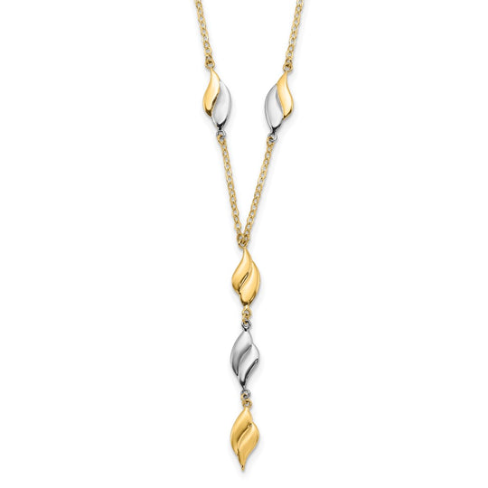 14K Two-tone Y-Drop Necklace with Polished Finish