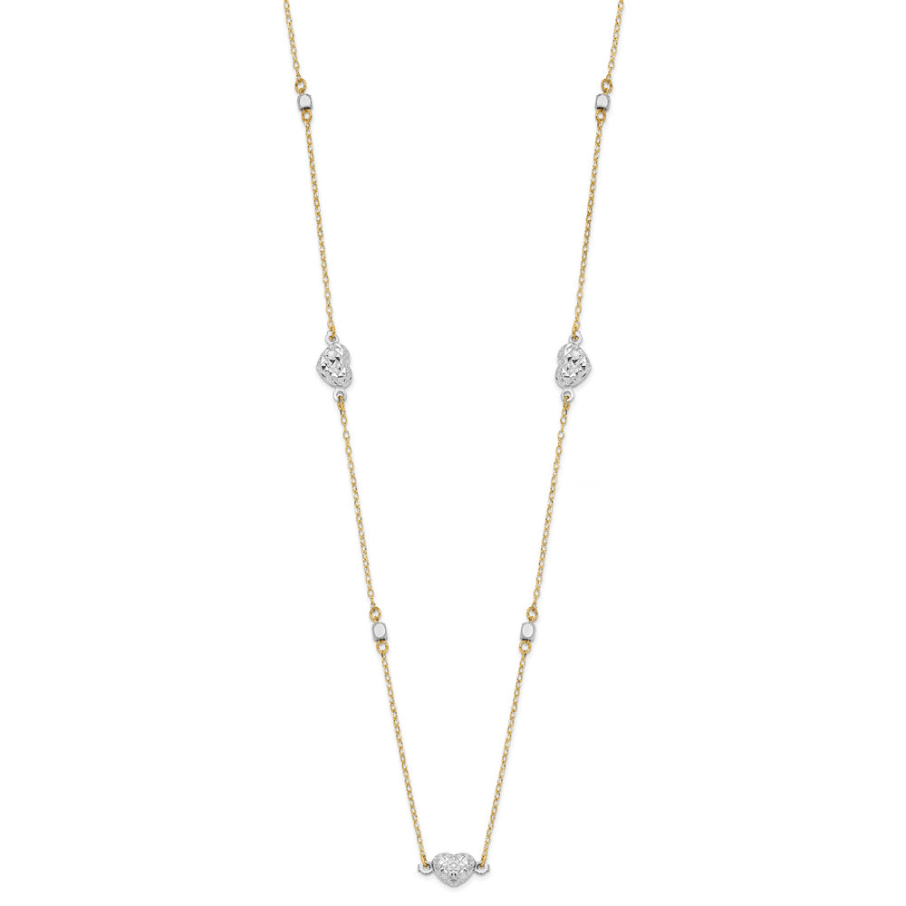 14K Two-Tone Heart Necklace with Polished Finish