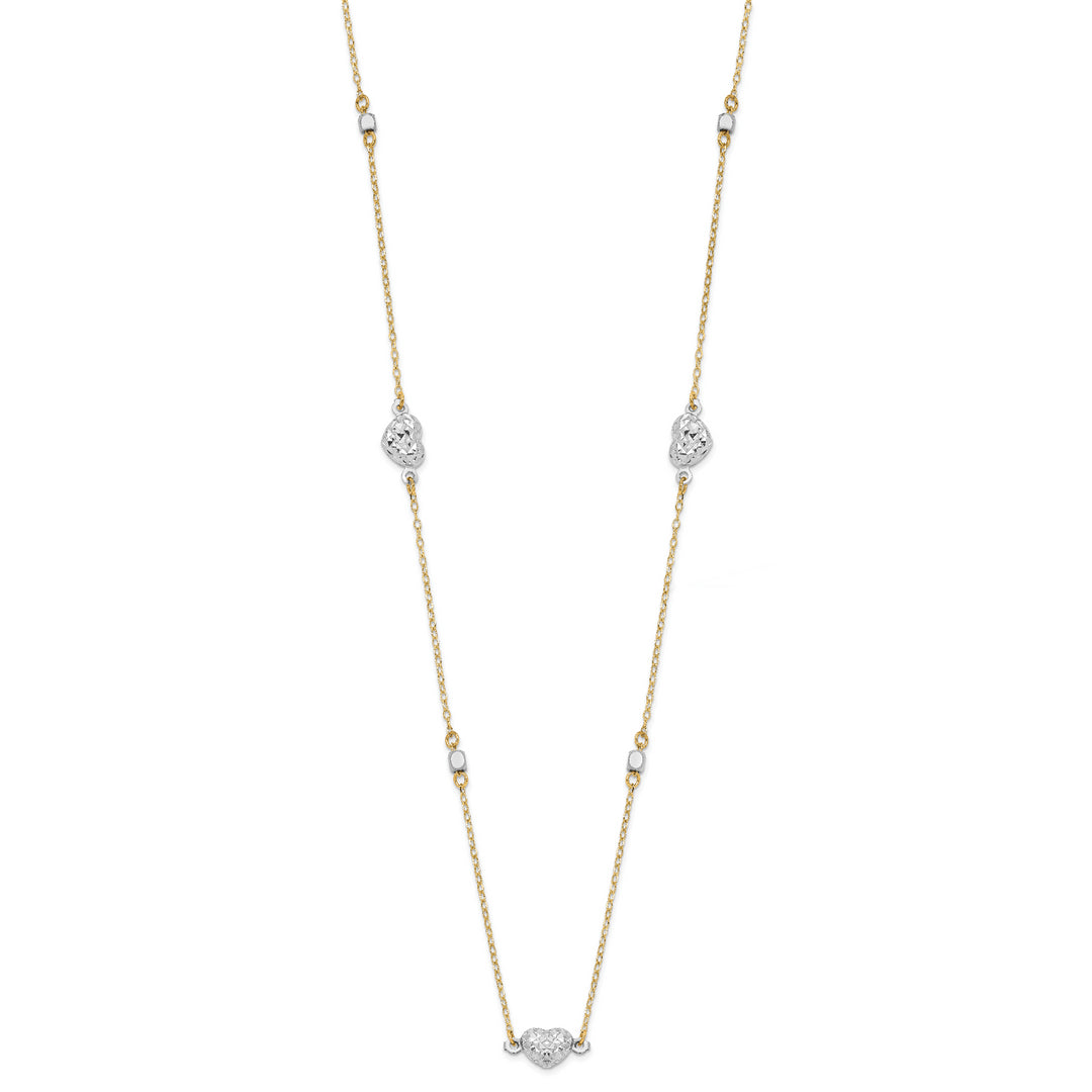 14K Two-Tone Heart Necklace with Polished Finish