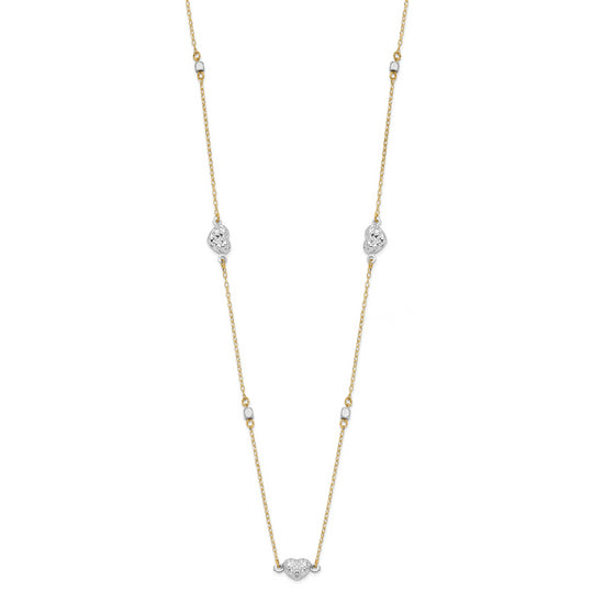 14K Two-Tone Heart Necklace with Polished Finish