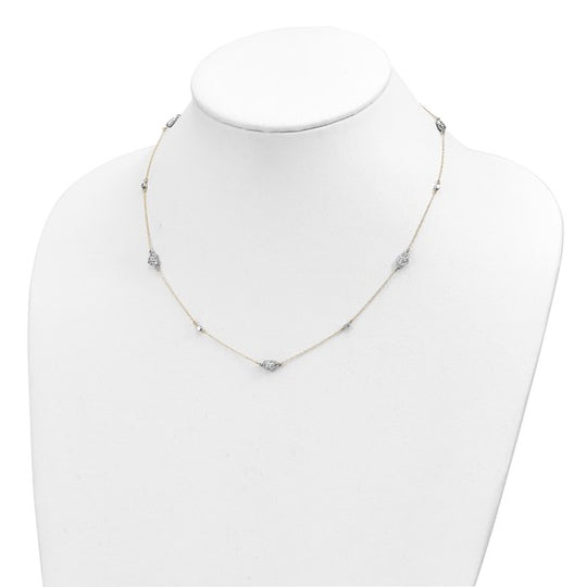 14K Two-Tone Heart Necklace with Polished Finish